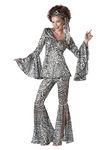 California Costumes 1113 Foxy Lady 70s Adult Sized Disco Costume, White,Black, Medium