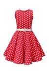 BlackButterfly Kids 'Audrey' Vintage Polka Dot 50's Girls Dress (Red Polka Dot, 11-12 Years)