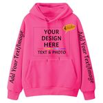 SOUL FLEX Custom Hoodie for Men Women Design Your Own Hoodies Personalized Sweatshirts Customized Text Picture Logo Photo Cotton Hoodie Front Back Sleeves Print Pink S