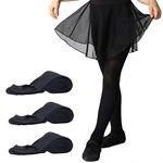 MANZI 3 Pairs Womens Girls Basic Convertible Transition Ballet Dance Tights 40 Denier,Black,S