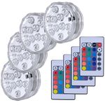 Kellegour Submersible RGB Change LED Lights, 4 Pack with Remote Control, Perfect for Pond, Pool, Fountain, Aquarium, Vase, Hot Tub, Bathtub, Fish Tank, Party, Wedding, Event Designs