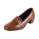 Mochi Women Tan Synthetic Leather Formal/Pump Shoes UK/4 EU/37 (31-254)