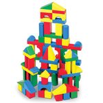 Melissa & Doug Wooden Building Blocks Set - 100 Blocks in 4 Colors and 9 Shapes - Classic Kids Toys, Colored Wood Blocks For Toddlers Ages 2+