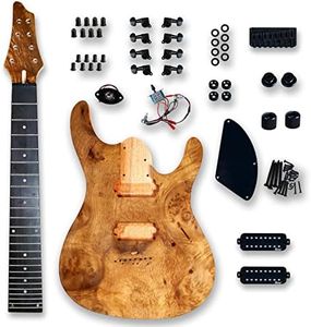 BexGears DIY 8 String Electric Guitar Kits Burl poplar veener top okoume Body maple neck & composite ebony fingerboard You Build The Guitar