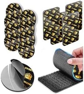 PHIXBEAR Hook and Loop Strips with Super Adhesive Heavy Duty, Heat Resistant Waterproof, 4 Sets 3.6"x2" Square & 8 Sets 2" Round, Car Mats Outdoor or Indoor Use