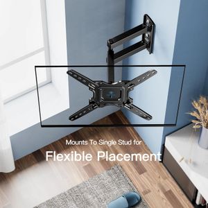 PERLESMITH TV Wall Mount Bracket for 26-60” Plasma & Curved TVs – Tilt, Swivel, Extension, Max 35kg, Universal VESA 400x400