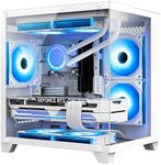 HELLOLAND Gaming PC Desktop - AMD Ryzen 5 5600G 3.9GHz - RTX 4060 8GB - 16GB DDR4 RAM - 1TB M.2 SSD - 240 Liquid Cooler - WiFi & Bluetooth Ready - RGB Fans - Windows 11 Pro Computer-White