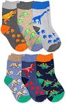 Jefferies Socks Boys' Dinosaur Pattern Cotton Crew Socks 6 Pack, Multi, X-Small