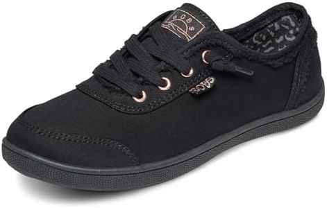 Skechers Women's Bobs B Cute Sneaker – Memory Foam, Flexible Outsole, Lightweight Vegan Shoes, Black/Black, 9.5 Wide