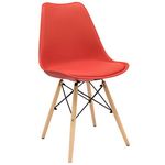 Finch Fox Eames Replica Nordan DSW Stylish Modern Plastic Chairs with Cushion (Red Color)