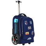 UNIKER Rolling Laptop Bag for Laptop,Cabin Approved Travel Backpack with Wheel, Wheeled Rucksack Suitcase with Wheels,Roller Bag for School,Laptop Roller Case Travel Carry-on,Blue