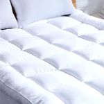 AJISH Mattress Topper Queen Size - Premium Super Soft Microfiber - Mattress Padding for Comfortable Sleep - Neck and Back Pain Relief - All Season, Queen, White, 60X75Inch | 5X6.25Feet, 1200 GSM