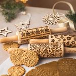 CHRISTMAS FUN 3 Kid Rolling Pin Set. Wooden Laser Cut Embossing Cut Mini Rolling Pins for Embossed Cookies. Gift for Kid, Friend, Christmas by Algis Crafts