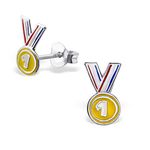 First Place - Gold Medal Earrings - 925 Sterling Silver - First Place Prize Winner Champion