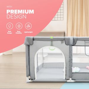 Kidoola Baby Playpen, Grey 127x127cm – Safe Indoor Play Yard