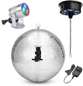Yescom 16 inch Disco Mirror Ball with 6RPM Rotating Motor & RGB LED Pinspot Stage Light Kit Home Party Club Bar Decoration