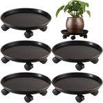 5 Packs Extra-large Plant Caddy with Wheels 15" Rolling Plant Stands Heavy-duty Plant Dolly Plastic Planter Roller Base Pot Movers Plant Saucer on Wheels Indoor Outdoor Plant Tray Coaster Black