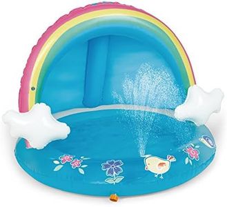 HIWENA Baby Pool Rainbow Splash Pool with Canopy Spray Pool of 40 inches Water Sprinkler for Kids for Ages 1-3