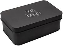 AuldHome Design AuldHome Enamelware Tea Bag Box (Black), Classic Sleek Style Storage Tin Tea Bag Box (6-Compartment)