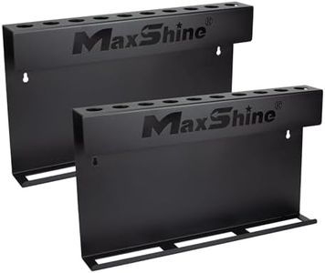 Maxshine Universal Brush & Trigger Bottle Holder (2-Pack) – Wall-Mount Organizer Holds 20 Brushes & 12 Spray Bottles – Black Powder-Coated Metal Rack for Garage, Auto Detailing Shop & Car Care Storage