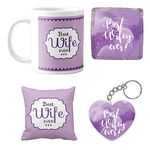 TheYaYaCafe TYYC Birthday Gifts for Wife Special, Best Wife Ever Coffee Mugs for Wife Gift Combo Hamper Set of 4 with Mug, Cushion Cover, Coaster, Keychain