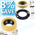 MENNTY Toilet Flange Replacement Kit with Standard Wax Ring & Extra Thick PVC Toilet Flange Repair Kit for 3-inch or 4-inch Pipe with Brass Bolts Fittings