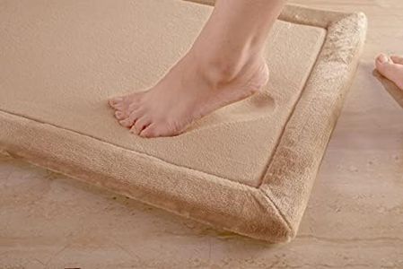 Spread Spain Memory Foam Anti-Slip Bath Mat Bath Rug Floor Mat Door Mat Suitable for Bathroom Bedroom and Kitchen 60cm x 40 cm - 1 Piece - Light Beige