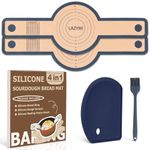 Lazymi 2PCS Silicone Bread Sling for Dutch Oven, Reusable Bread Baking Mat with Long Handle for Transferring Sourdough, Baking Sling with Dough Scraper&Silicone Brush for Bread Baking, Dark Grey