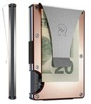 The Ridge Minimalist Slim Wallet for Men - RFID Blocking Front Pocket Credit Card Holder - Aluminum Metal Small Mens Wallets with Money Clip (Rose Gold)