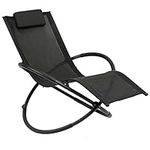 MONHOUSE Sun Lounger - Zero Gravity Lounger Chair With Pillow- Foldable Loungers for Patio and Garden - Rocking Chairs for Camping, Beach and Outdoors - Steel Frame Leisure Chair - Black