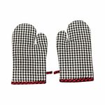 PIXEL HOME DECOR Oven Mitten (Oven Mitten Pack of 2, White & Black) (Red & Black, 18X30)