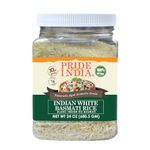 Pride Of India - Premium Indian White Basmati Rice - 1.5 lbs (680 gm) Jar - Unique & Nutty Flavored Extra Long, Non-Sticky & Slender Grain - Used to Make Biryanis, Pilaf, Puddings etc.,