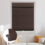 SEEYE Cordless Bamboo Roman Shades, Blackout Natural Bamboo Blinds for Indoor Windows, Roll Up Bamboo Blind Privacy Shade for Home, Office, Door, UV Resistant & Easy to Install, 24" W x 64" H, Brown