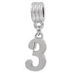 Birthday Age 3 Zero Number Dangle Pendant Charm for Charm Bracelets