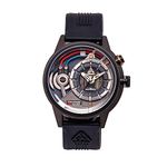 The Electricianz Dark Z Mens Designer Watch - LED Light UP DIAL, Swiss Design, Unique Electric Module - Gunmetal Steel Case 45mm, Brown Rubber Strap