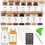 6 oz Glass Spice Jars with Bamboo Lids,16 Pack Empty Square Spice Containers,Seasoning Bottles with Shaker Lids and 160 Spice Labels for Kitchen Storage(Funnel include)