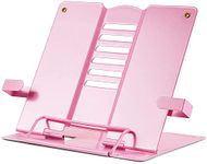 Volo Book Stand Holder/Book Stand/Book Organizer - Portable Metal Desktop Adjustable Foldable Cookbook Holder,Recipe Book Holder,Textbook Stand,Music Stand,Book Stands & Holders for Reading (Pink)