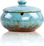 Blue Ceramic Ashtray with Lids, Win