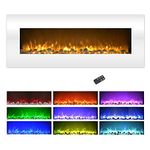 Northwest Electric Fireplace Wall Mounted, Color Changing LED Flame and Remote, 50 Inch (White)