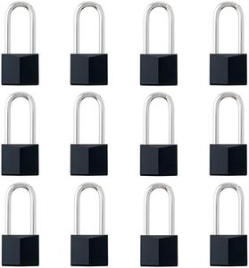ROOKMAD 12-Pack Keyed Alike Locks, Black Covered Brass Keyed Padlock with Stainless Steel Long Shackle, 1-9/16 Inch Lock Body, Rustproof Locks for Gate Fence Hasp Cabinet Toolbox Gym or School Locker