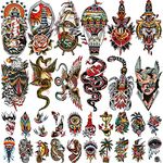 77 Sheets Temporary Tattoo for Women and Men, 17 Sheets Half Arm Chest Shoulder Fake Tattoos, 60 sheets Tiny for Adults Vintage Multi Colored Mixed Style Waterproof Realistic Tattoos Long-Lasting