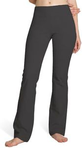 Houmous S-XXXL 29''31''33''35'' Inseam Women's Cotton Bootcut Pants Inner Pocket(Petite-29 Inseam-Grey, XXX-Large)