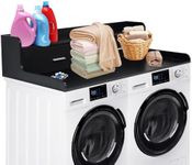 2 Drawers Washer Dryer Countertop, 54" x 27.55" 2-Tier Laundry Countertop with Edge, Wood Washer Dryer Topper for Laundry Room Organization, Black