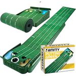 Kamitty Putting Matt for Indoors, 8ft Putting Green with Sand Bunker and Water Hazard for Home and Office, 5 Holes Design, Golf Gifts Golf Accessories for Men