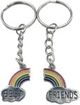 Promotech Rainbow Best Friends Set of 2 Metal Key Rings for Girls Women Best Friends, silver, W5L5