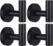 QNIIAED 4 Pcs Bathroom Towel Hook,Screw in Metal Coat Robe Hook SUS 304 Stainless Steel Heavy Duty Wall Door Hanger for Bathroom Kitchen Garage Home Hotel Office(Black)