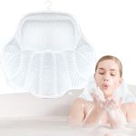 YUEMING Bath Pillow, Ergonomic Bath Pillow, Bathtub Spa Pillow for Head, Shoulder, Neck and Back Support with Air Mesh Technology and 6 Suction Cups, Fits All Bathtub, Hot Tub and Home Spa