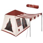 EchoSmile Automatic Camping Tent with Vestibule - Waterproof Dome Tent, Glamping,Retro Cabin Tent for 4-6 Person with 5 Ventilation Mesh Windows for Outdoor Camping, Backpacking, Hiking