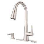 Pfister Barulli Kitchen Faucet with Pull Down Sprayer and Soap Dispenser, Single Handle, High Arc, Spot Defense Stainless Steel Finish, F5297BARGS