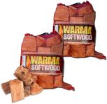 Softwood Firewood Logs 50L Kiln Dried Logs - Ready to Burn Easy to Light Density Wood - 2 x 25 Litre Nets Soft Wood for Outdoor Open Fire Pits Wood Burners Coal Stoves Log Burners